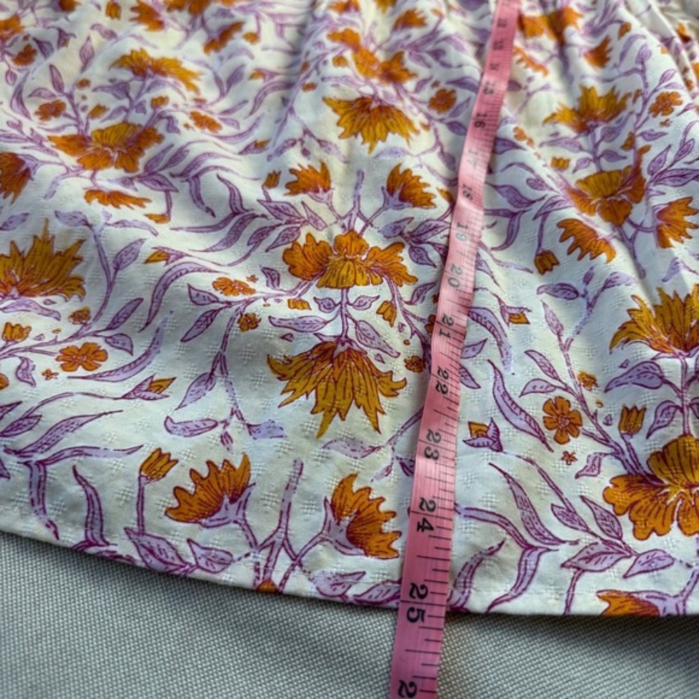 Universal Thread XXL Floral Puff Sleeve Babydoll Blouse Orange Purple Boho Top - Picture 7 of 7